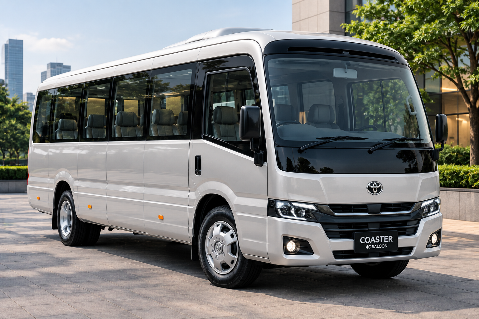 Coaster 4C Saloon rental in Lahore