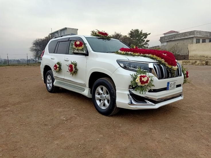 Decorated Toyota Prado wedding car rental in Lahore